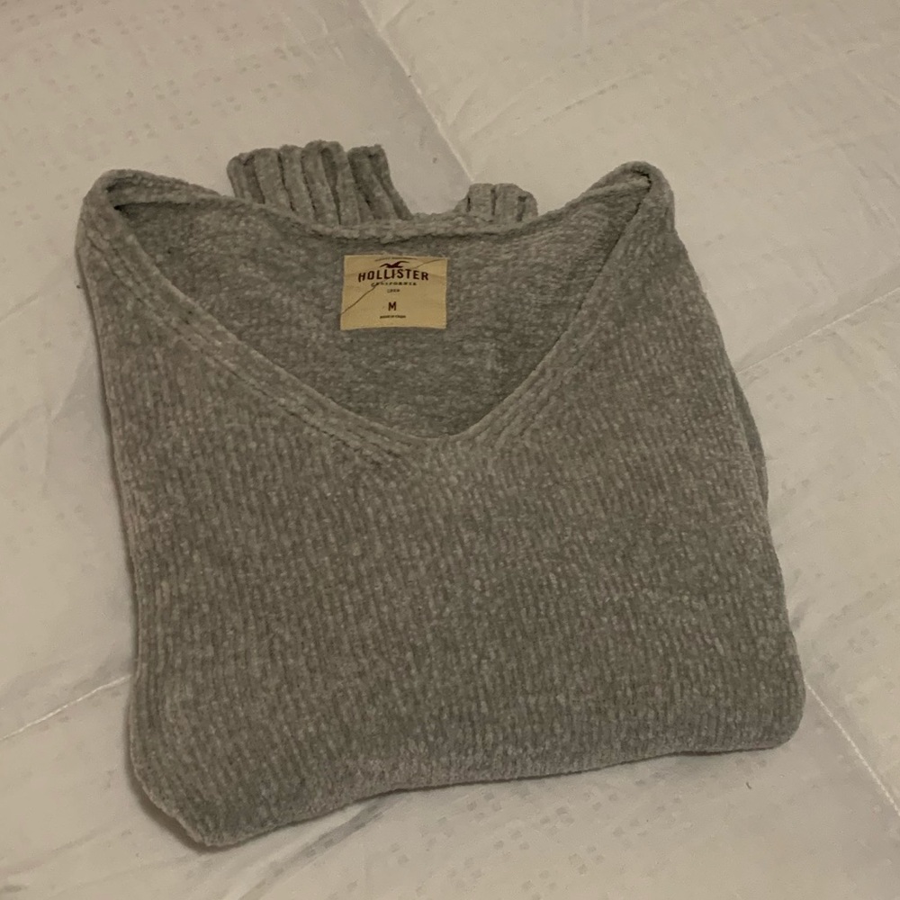 Light Gray Chenille Cropped Sweater